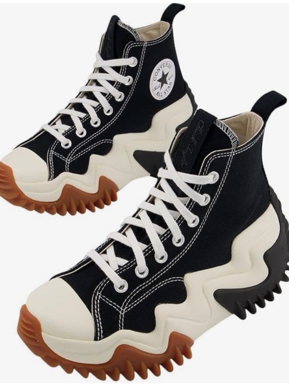 Converse High Top Sneakers in Black, Cream & Brown